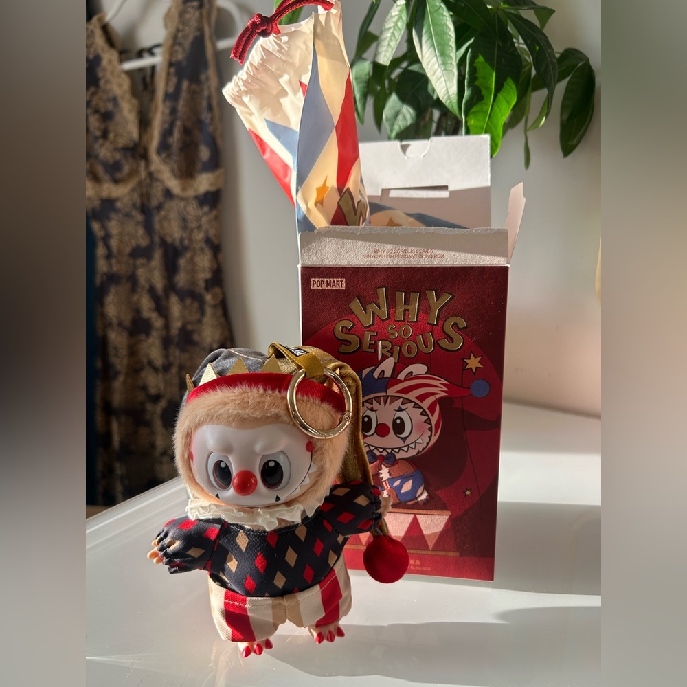 POP MART super secret Labubu moonlight mask why so serious Plush Pendant charm